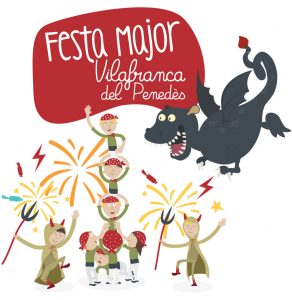 divertida ilustracion de castellets Festa Mayor Vilafranca del Penedés