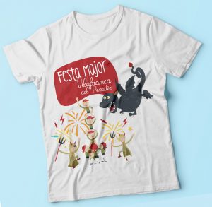 estampado de camiseta con ilustraciones divertida Festa Mayor Vilafranca del Penedés