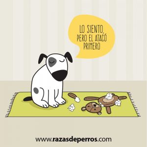 ilustración divertida de perro siento pero el ataco primero desviocreativo