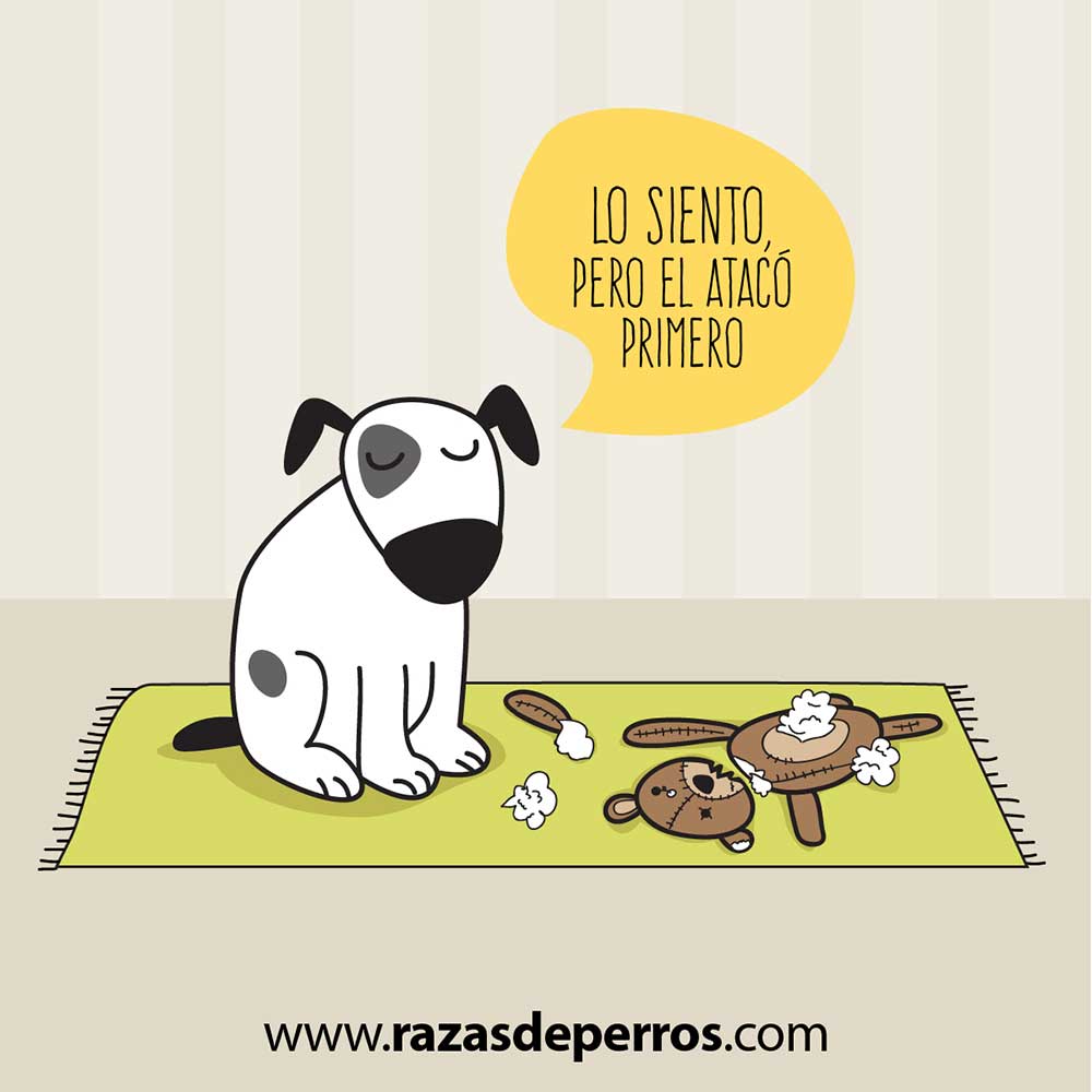 ilustración divertida de perro siento pero el ataco primero desviocreativo